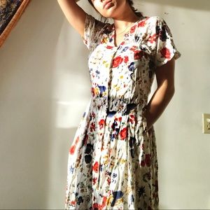 floral midi-dress VINTAGE with pockets